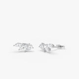 1.00 Ctw 14k Prong Setting Lab Grown Mixed Shape Triple Cluster Stud Earrings - Caia 14k White Gold Ferkos Fine Jewelry
