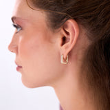 14k Diamond Pave Huggie Earrings Square Gold Hoops Ferkos Fine Jewelry