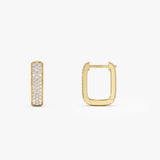 14k Diamond Pave Huggie Earrings Square Gold Hoops Ferkos Fine Jewelry