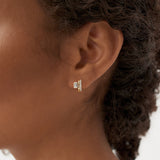 1.35 ctw 14k Lab Grown Emerald Cut Diamond Pavé Huggie Earrings - Gina Ferkos Fine Jewelry