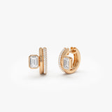 1.35 ctw 14k Lab Grown Emerald Cut Diamond Pavé Huggie Earrings - Gina Ferkos Fine Jewelry