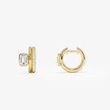 1.35 ctw 14k Lab Grown Emerald Cut Diamond Pavé Huggie Earrings - Gina Ferkos Fine Jewelry