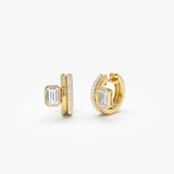 1.35 ctw 14k Lab Grown Emerald Cut Diamond Pavé Huggie Earrings - Gina 14k Gold Ferkos Fine Jewelry