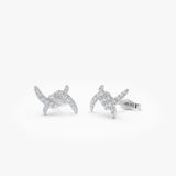 14k Diamond Knot Unique Stud Earrings 14k White Gold Ferkos Fine Jewelry