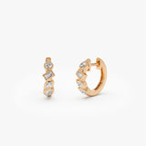 14k Diamond Hoop Earrings Gold Huggies with Mixed Cuts Ferkos Fine Jewelry