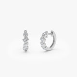 14k Diamond Hoop Earrings Gold Huggies with Mixed Cuts 14k White Gold Ferkos Fine Jewelry