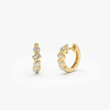 14k Diamond Hoop Earrings Gold Huggies with Mixed Cuts 14k Gold Ferkos Fine Jewelry