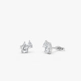 0.85 Ctw 14k Prong Setting Lab Grown Diamond Double Pear Stud Earrings - Helia 14k White Gold Ferkos Fine Jewelry