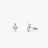 14k Emerald Cut Marquise and Pear Shaped Diamond Studs 14k White Gold Ferkos Fine Jewelry