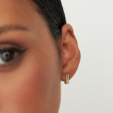 14K Gold Wave Pavé Huggie Hoop Earrings with Natural Diamonds Ferkos Fine Jewelry