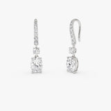 2.55 Ctw 14k Oval and Round Shape Lab Grown Diamond Drop Earrings - Diva 14k White Gold Ferkos Fine Jewelry