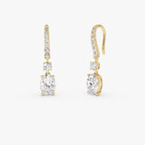 2.55 Ctw 14k Oval and Round Shape Lab Grown Diamond Drop Earrings - Diva 14k Gold Ferkos Fine Jewelry