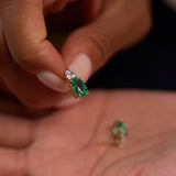 3.00 Ctw 14k Lab Grown Colombian Emerald and Diamond Two-Stone Stud Earrings - Doria