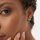 3.00 Ctw 14k Lab Grown Colombian Emerald and Diamond Two-Stone Stud Earrings - Doria