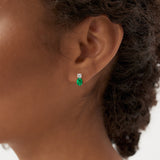 3.00 Ctw 14k Lab Grown Colombian Emerald and Diamond Two-Stone Stud Earrings - Doria