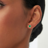 1.86 Ctw 14k Lab Grown Emerald and Diamond Oval Halo Stud Earrings - Edda