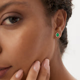 1.86 Ctw 14k Lab Grown Emerald and Diamond Oval Halo Stud Earrings - Edda