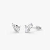 1.05 CTW 14k Lab Grown Double Pear Shape Studs - Kira 14k White Gold Ferkos Fine Jewelry