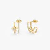 14k North Star Doublel Hoop Diamond Earrings 14k Gold Ferkos Fine Jewelry