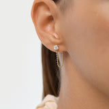 1.00 CTW 14K Gold Asscher Cut Lab Grown Diamond Beaded Chain Stud Earrings - Narla Ferkos Fine Jewelry