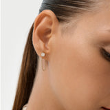 1.00 CTW 14K Gold Asscher Cut Lab Grown Diamond Beaded Chain Stud Earrings - Narla Ferkos Fine Jewelry