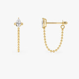 0.40 ctw 14K Gold Marquise Lab Grown Diamond Beaded Chain Stud Drop Earrings - Lirra Ferkos Fine Jewelry