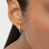 14K Lab Grown Round Diamond Pavé Hoop Earrings - Sasha Ferkos Fine Jewelry