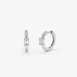 14K Emerald Cut Lab Grown Diamond Hoop Earrings - Emiko 14k White Gold Ferkos Fine Jewelry