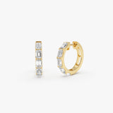 1.95 Ctw 14K Emerald Cut Lab Grown Diamond Hoop Earrings - Nori 14k Gold Ferkos Fine Jewelry