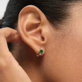 14K Emerald Diamond Huggie Earrings - Tiana Ferkos Fine Jewelry