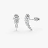 14K Natural Diamond Horn Stud Earrings 14k White Gold Ferkos Fine Jewelry