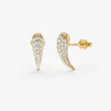 14K Natural Diamond Horn Stud Earrings 14k Gold Ferkos Fine Jewelry