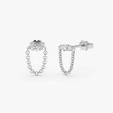 14k Trio Diamond Chain Drop Earrings 14k White Gold Ferkos Fine Jewelry