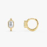 0.70 CTW 14k Emerald Cut Lab Grown Diamond Huggie Earrings - Minel Ferkos Fine Jewelry