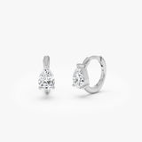 0.65 CTW 14k Pear Shape Lab Grown Diamond Huggie Earrings - Nil 14k White Gold Ferkos Fine Jewelry