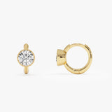 0.70 Ctw 14k Bezel Set Lab Grown Diamond Huggie Earrings - Naz Ferkos Fine Jewelry
