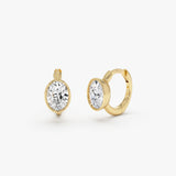 0.70 Ctw 14k Gold Oval Lab Grown Diamond Huggie Earrings - Duru 14k Gold Ferkos Fine Jewelry