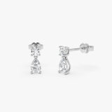 0.90 14K Lab Grown Pear Drop Diamond Earrings - Caira 14k White Gold Ferkos Fine Jewelry