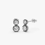 14K 1.5 CTW Lab Grown Vintage Inspired Double Diamond Earrings - Mina