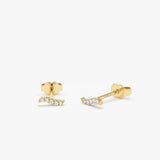 14k Minimal Dainty Diamond Curve Stud Earrings Ferkos Fine Jewelry