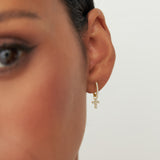 14k Diamond Cross Hoop Charm Ferkos Fine Jewelry