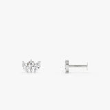 14K Gold Triple Marquise Lab Grown Diamond Flat Back Stud – 0.13 CTW 14k White Gold Ferkos Fine Jewelry