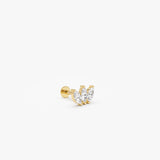14K Gold Triple Marquise Lab Grown Diamond Flat Back Stud – 0.13 CTW Ferkos Fine Jewelry