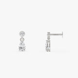 14K Gold Pear Lab Grown Diamond Dangle Flat Back Stud – 0.19 CTW 14k White Gold Ferkos Fine Jewelry
