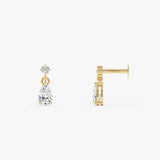 14K Gold Pear Lab Grown Diamond Dangle Flat Back Stud – 0.19 CTW 14k Gold Ferkos Fine Jewelry