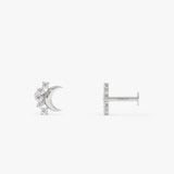 14K Gold Crescent Moon Lab Grown Diamond Flat Back Stud – 0.05 CTW 14k White Gold Ferkos Fine Jewelry