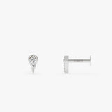 14K Gold Lab Grown Diamond Teardrop Flat Back Stud