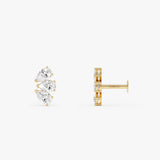 14K Gold Triple Pear Lab Grown Diamond Flat Back Stud – 0.30 CTW 14k Gold Ferkos Fine Jewelry