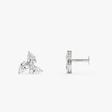 14K Gold Triple Pear Shape Lab Grown Diamond Cluster Flat Back Stud – 0.30 CTW 14k White Gold Ferkos Fine Jewelry