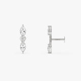 14K Gold Pear & Marquise Lab Grown Diamond Flat Back Stud – 0.23 CTW 14k White Gold Ferkos Fine Jewelry